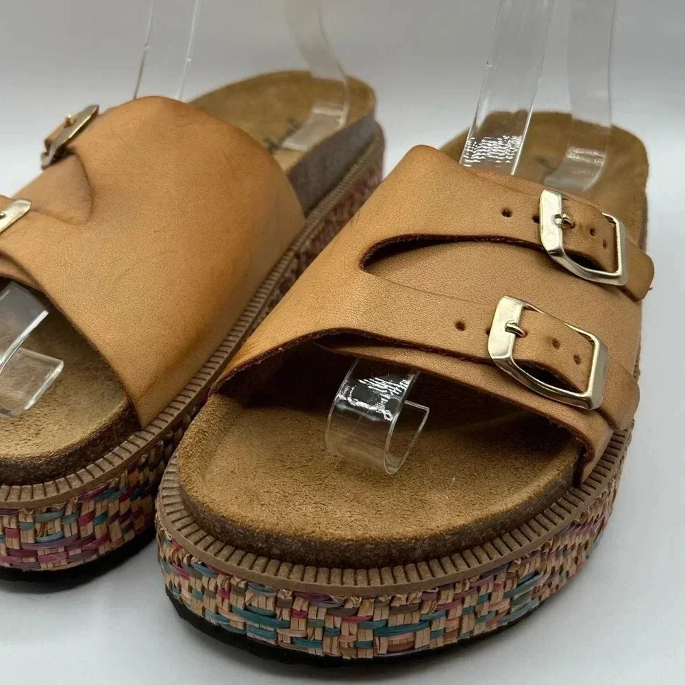 Free People Caravelle Cork Footbed Leather Platform Sandal Boho Size 9.5 - Picture 10 of 11